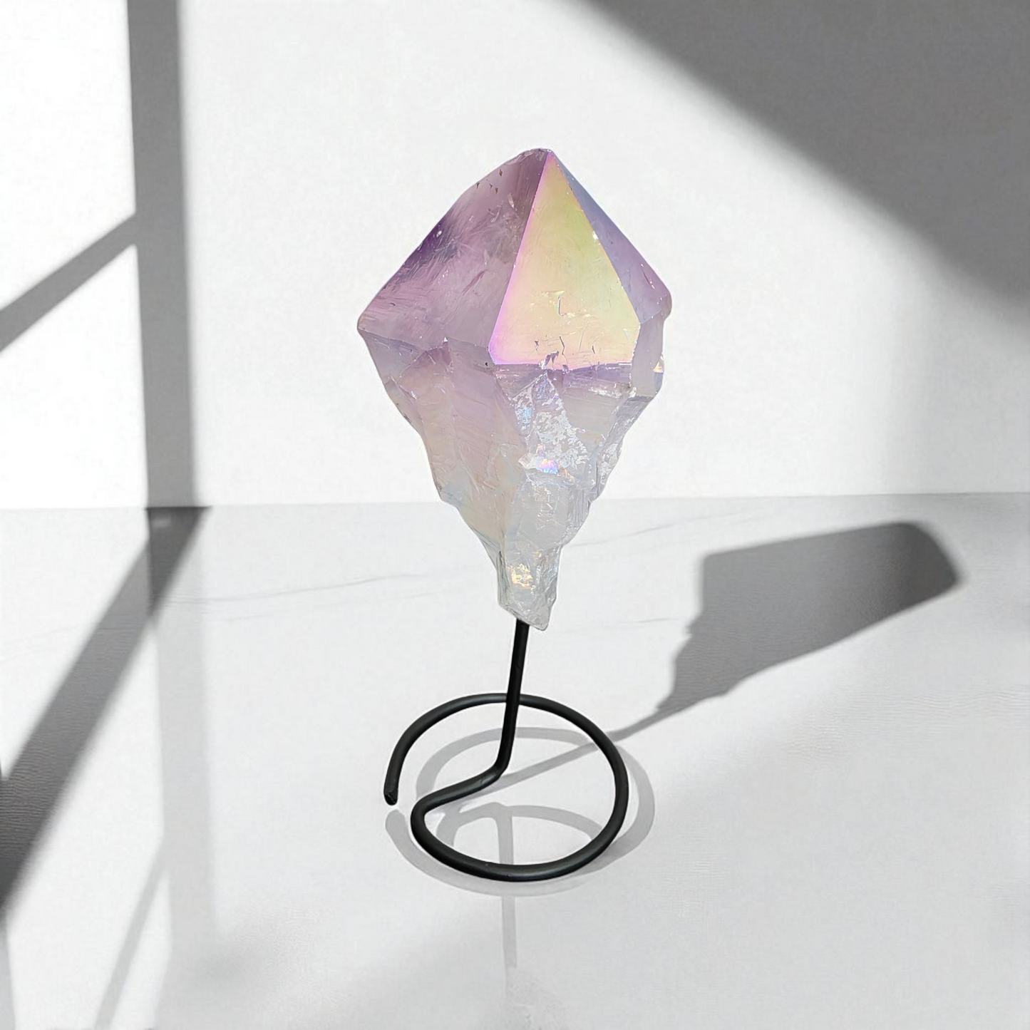 Lavender Aura Point Crystal with Metal.