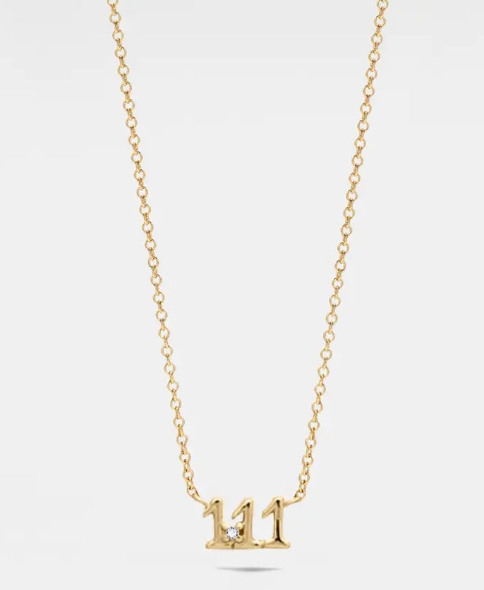 Dainty Angel number 111 necklace   gold.