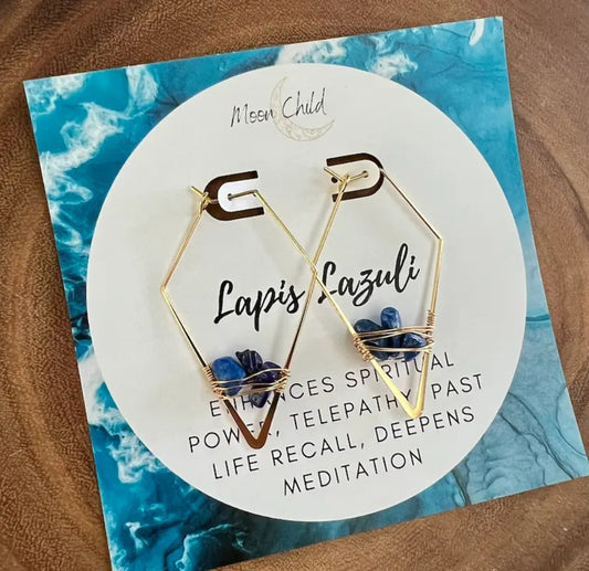 Spiritual Power Lapis Gold earrings.